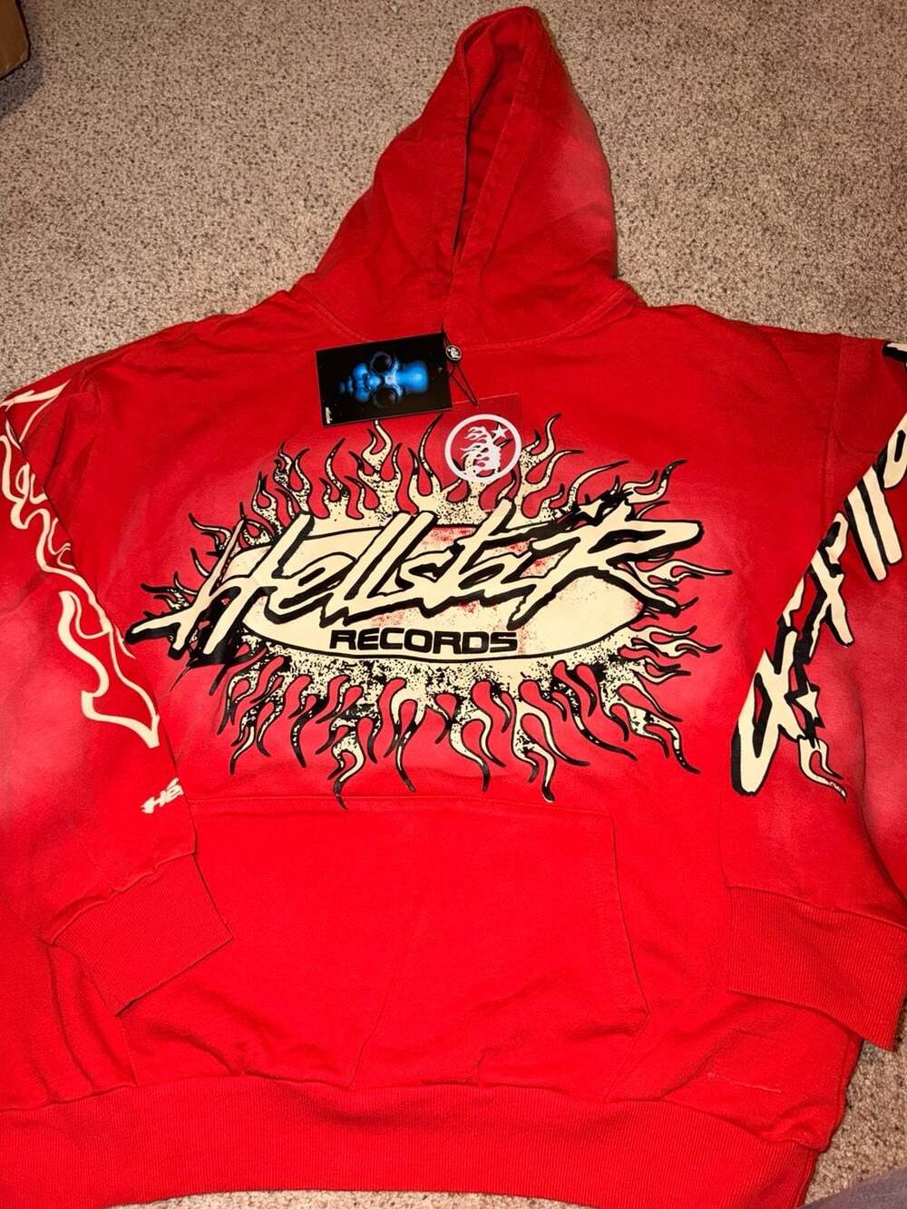 Hellstar Records Graphic Flame Hoodie Red
